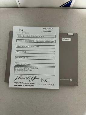 ASUS Chromebook CX3401FB Touch 360 12th Gen i3 8GB RAM No Storage